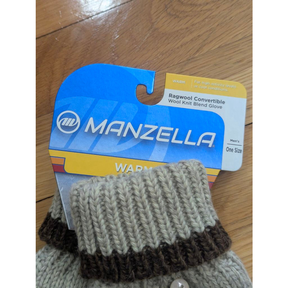 Manzella NWT Convertible Ragwool Knit Blend Gloves One Size Beige Brown - Picture 2 of 5